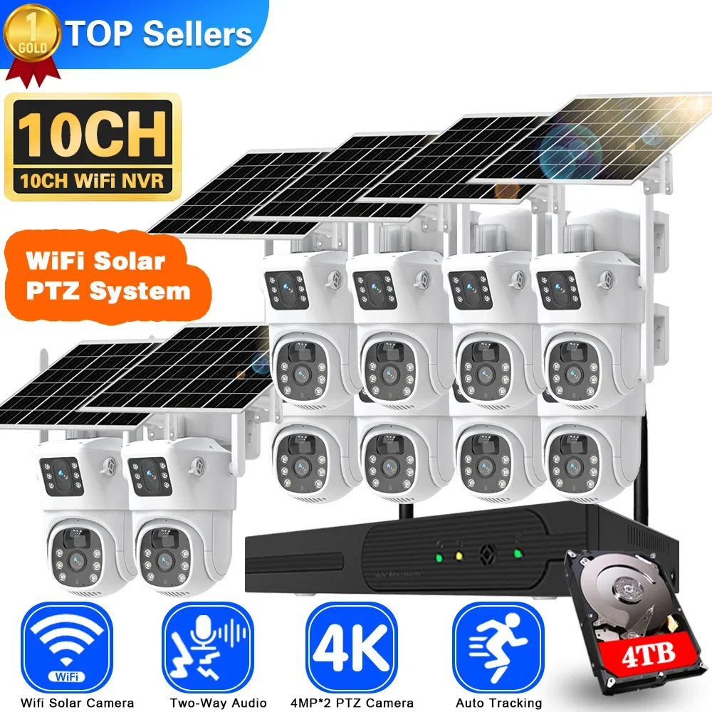 Home Security Monitoring System - نظام كاميرا CCTV شمسي بعدسة مزدوجة