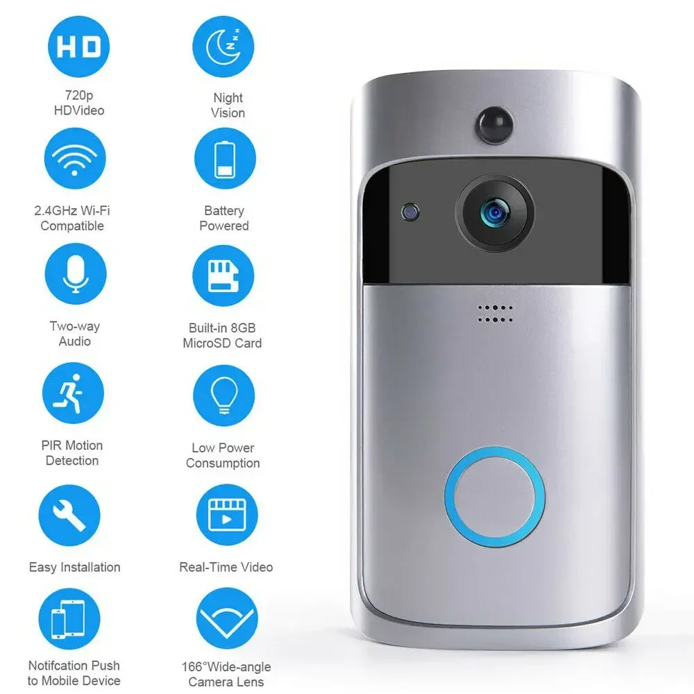 جرس باب ذكي لاسلكي بدقة 720P م - مراجعة Home Security Prices وسعره